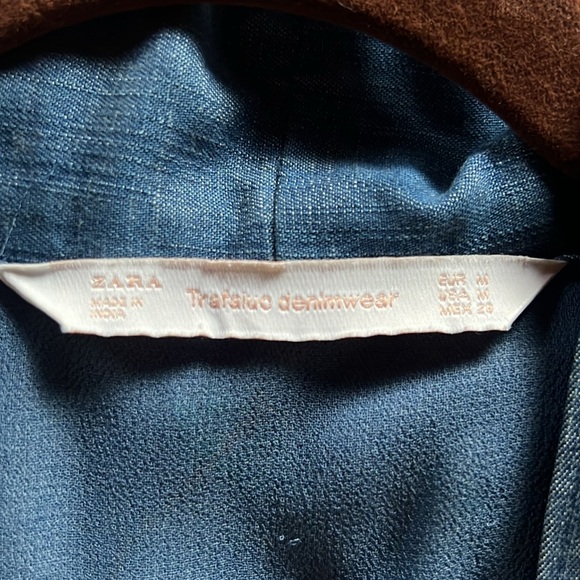 Zara Lightweight Blue Cotton Denim Floral Embroidered Kimono w/ Chiffon Lining. - Picture 5 of 5